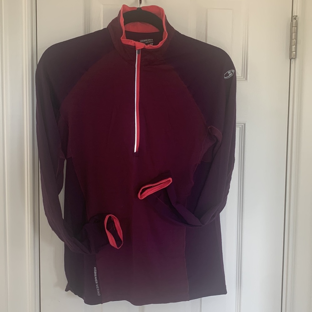 ICEBREAKER Merino Wool, Top, half zipper, Size M